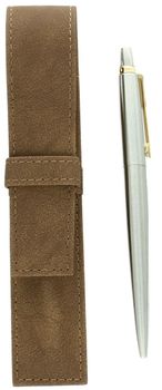 Zestaw Parker S0825330ETUI – srebrny długopis ze złotem + brązowe skórzane etui (2).jpg